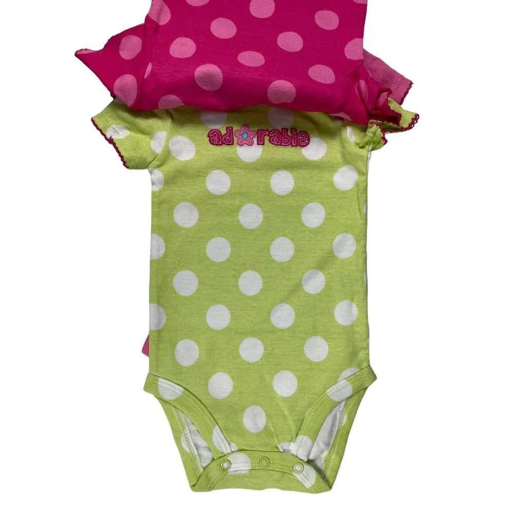 Carters Baby Girl 3-Pack Bodysuit 6-Month Short Sleeve Snap Close NWT